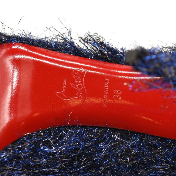 NEW $850 EU 38 Christian Louboutin Very Prive 120 Peep Toe Blue Metallic Threads - Picture 7 of 10